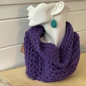 $49 SALE Handmade Crochet Infinity Scarf Cowl Purple Knit Unisex Knit Gift